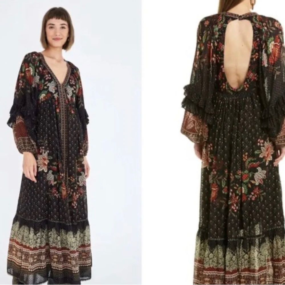 $420 NWOT Farm Rio black magic dress L